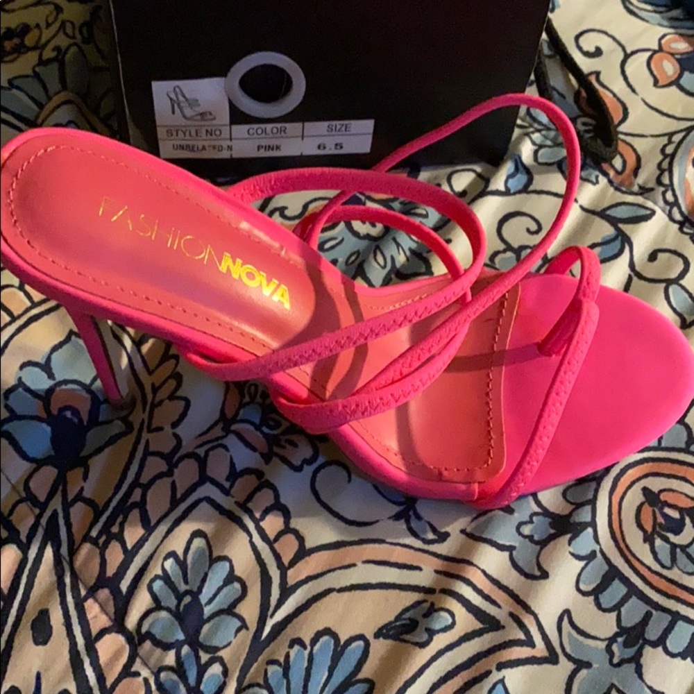 Pink sandal heels from Fashion Nova